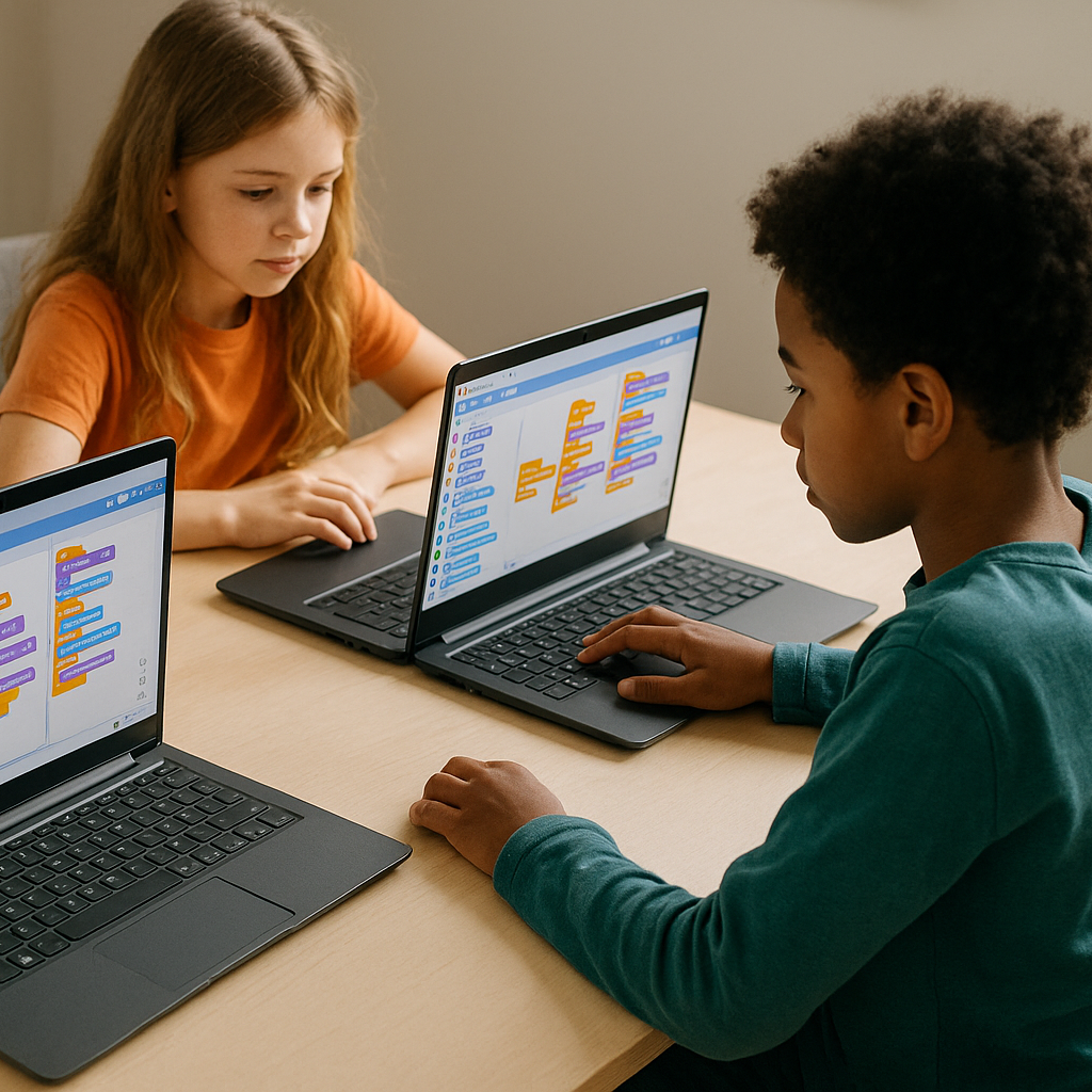 Kids using block-programming